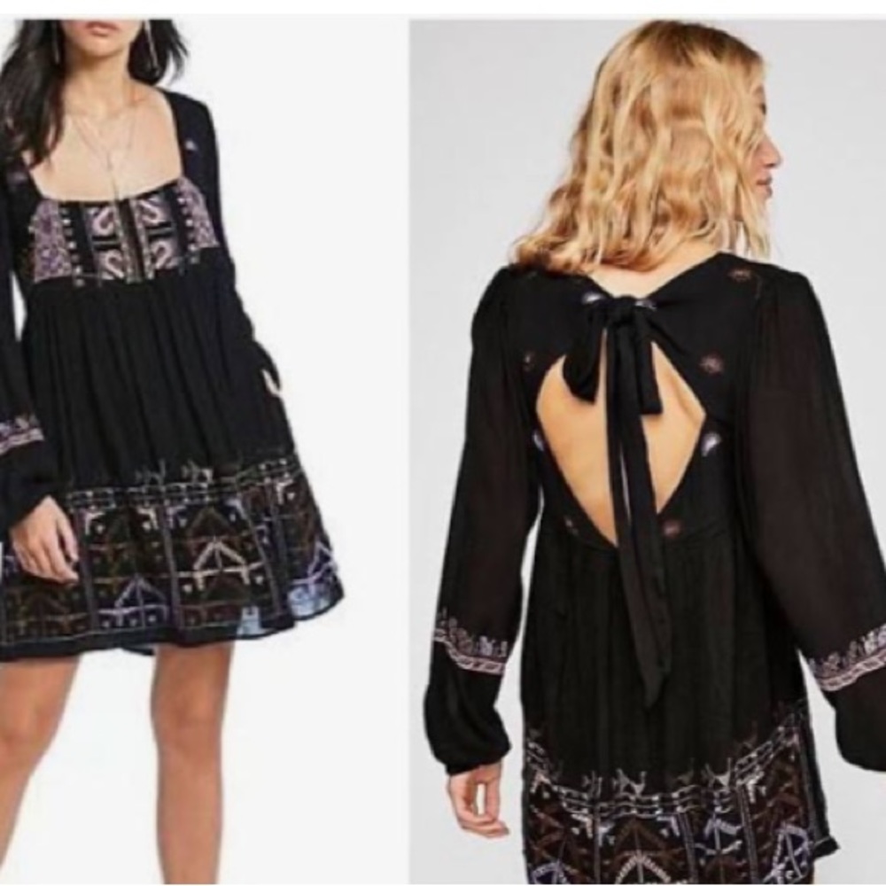 NEW! Free People Rhiannon black mini dress